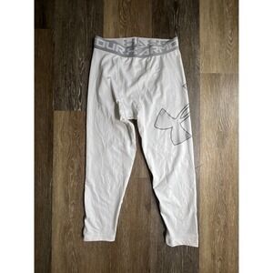 Under Armour Compression Leggings Kids Youth Large White HeatGear Tights